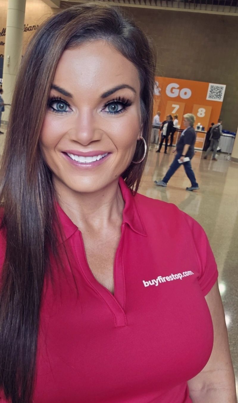 BuyFireStop team member Crystal at an industry trade show