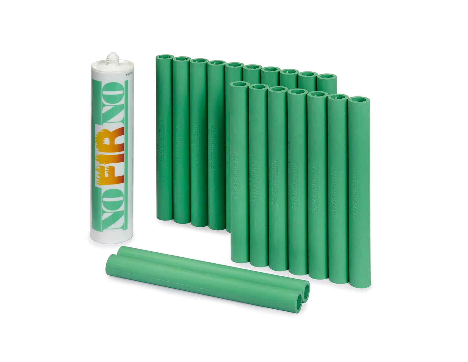 Representative green NOFIRNO CER split sleeves with system sealant