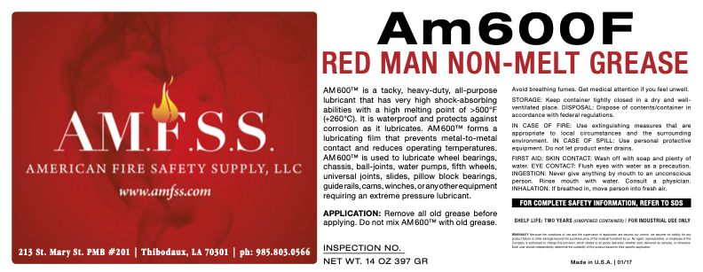 AM600F Red Man non-melt grease product label